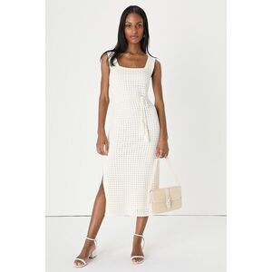 Lulus Ivory Knit Midi Sweater Dress White - Size S